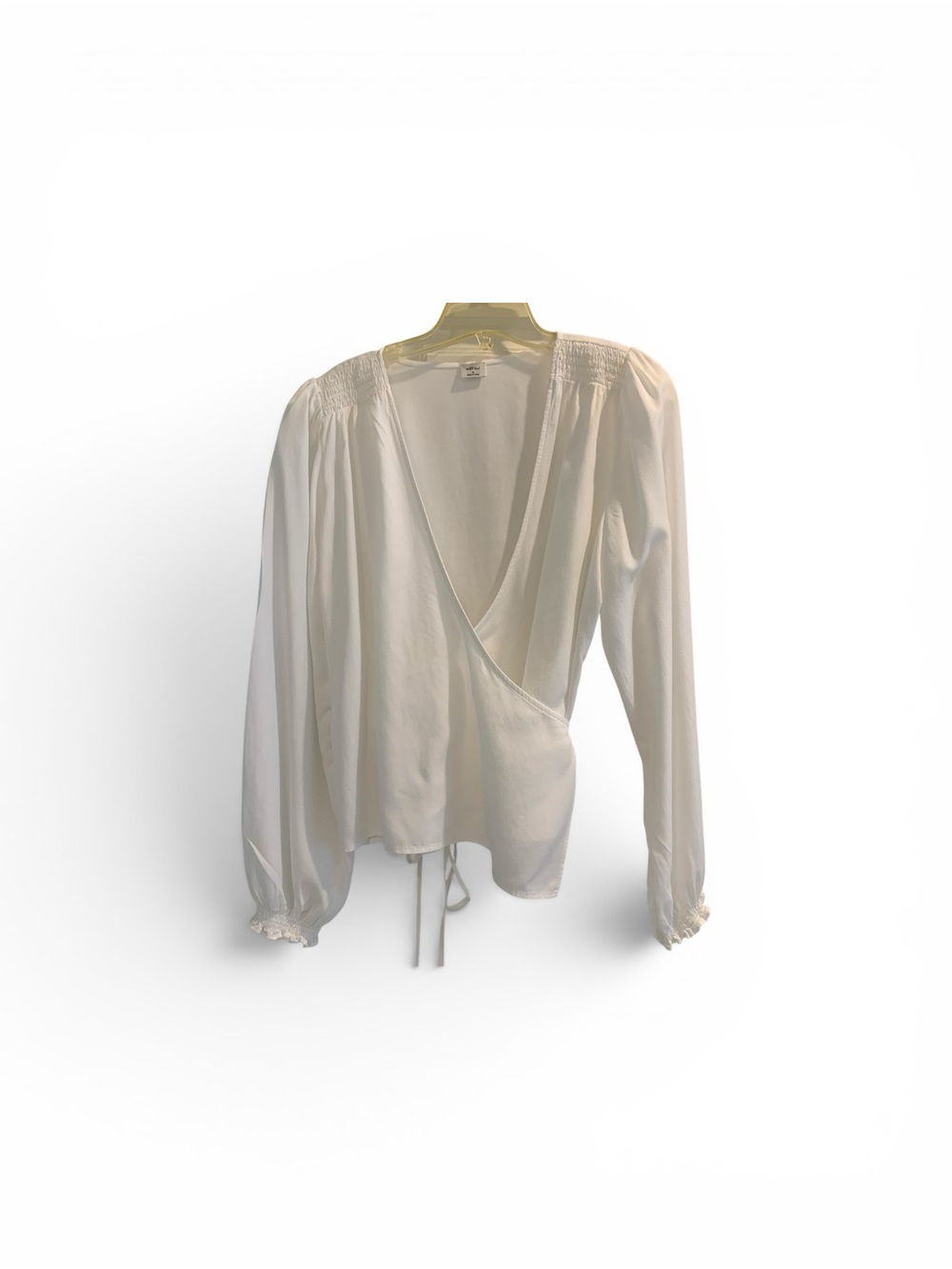 NWOT Wilfred White Wrap-Style Blouse with Puff Sleeves